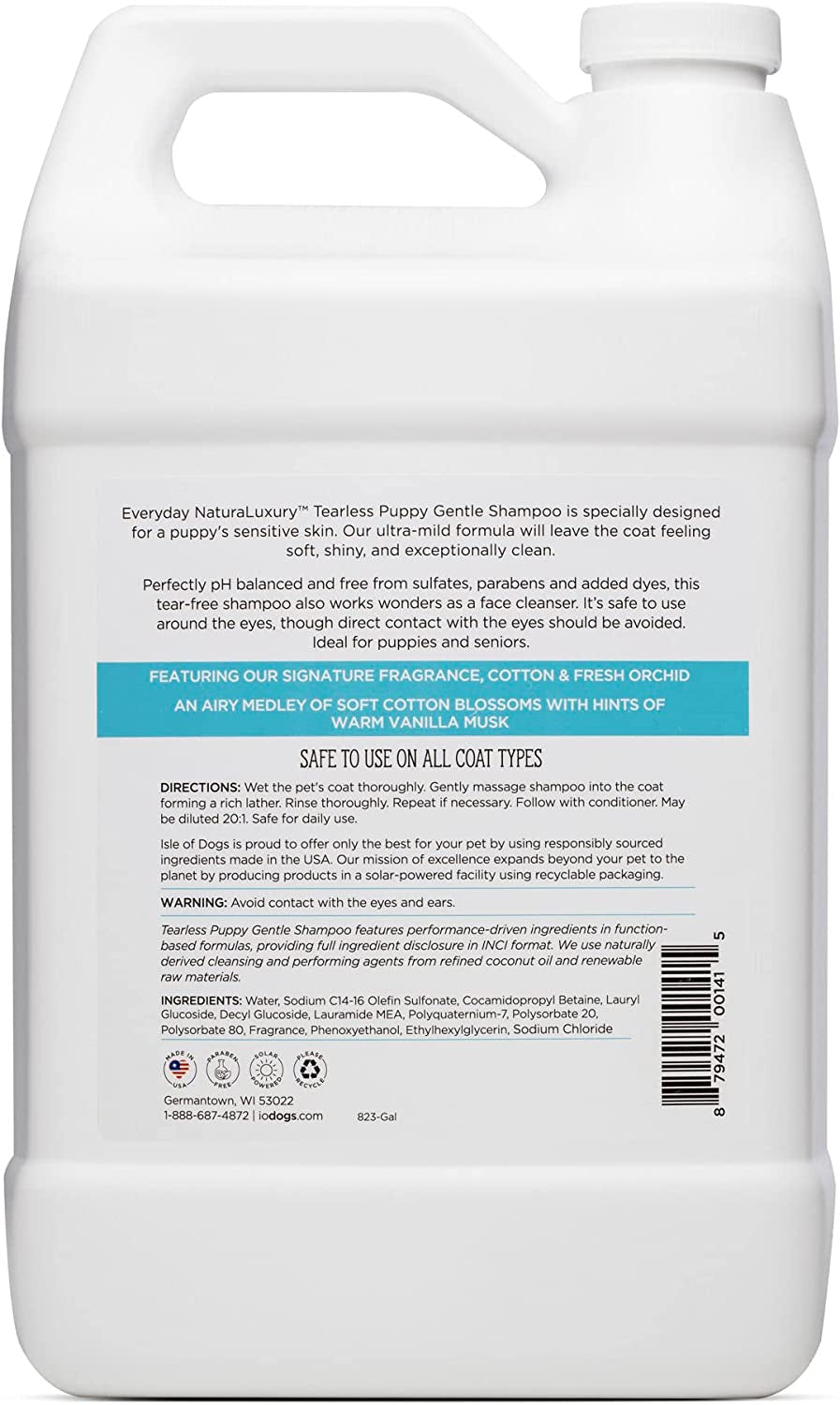 - Everyday Natural Luxury Tearless Puppy Shampoo - Cotton + Fresh Orchid - Sulfate & Paraben Free Formula - Gentle Pet Shampoo for Dogs of All Ages & Coat Types - Made in the USA - 16 Oz