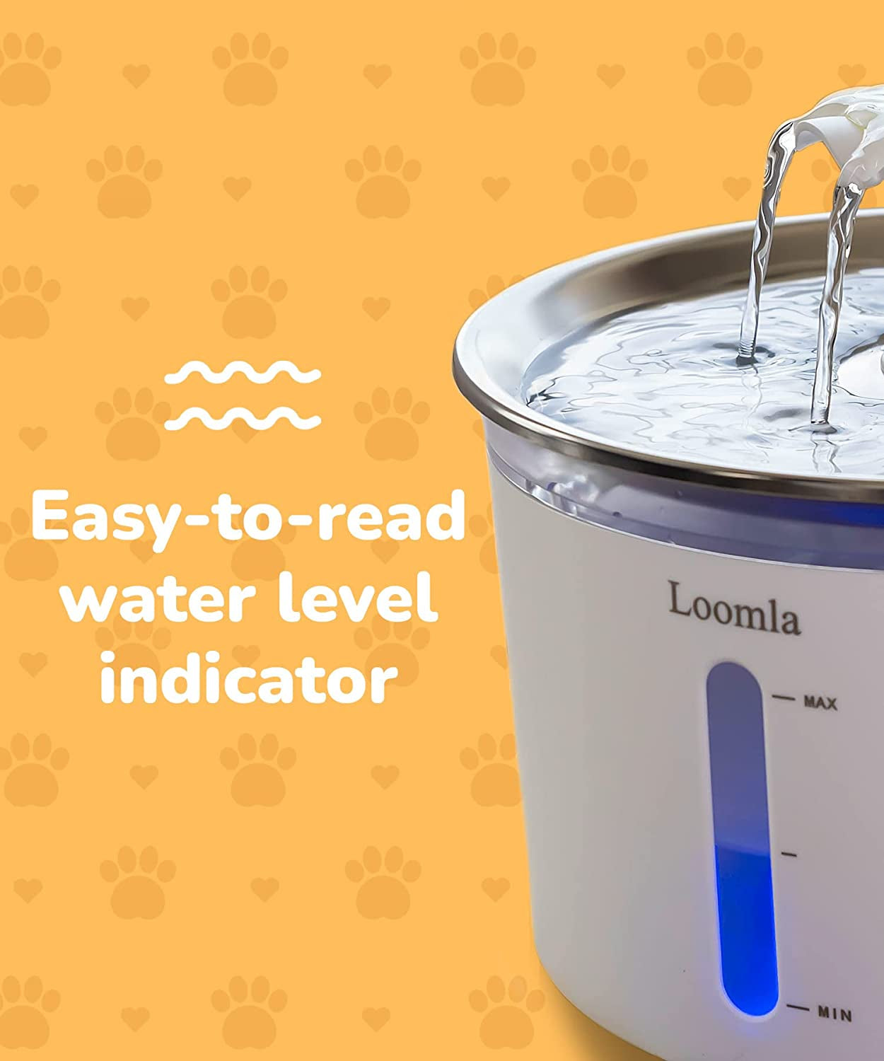 Cat Water Fountain, 85Oz/2.5L Pet Water Fountain Indoor, Automatic Dog Water Dispenser with Switchable LED Lights, 2 Replacement Filters for Cats, Dogs, Pets(Stainless Steel)