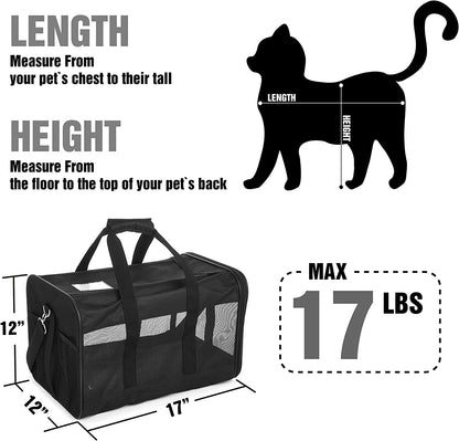 Scratchme Pet Travel Carrier Soft Sided Portable Bag for Cats, Small Dogs, Kittens or Puppies, Collapsible, Durable, Airline Approved, Travel Friendly, Carry Your Pet with You Safely and Comfortably